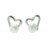 Silver Pearl Heart Earrings