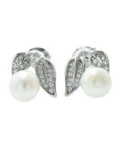 Sparkling Silver Pearl Earrings