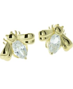 Sterling Silver with Yellow Gold Finish Bee Earrings