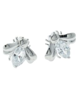 Sterling Silver Sparkling Bee Earrings