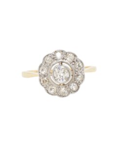 Antique 18ct Gold Diamond Halo Cluster Ring