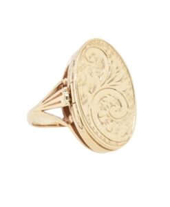 Vintage 9ct Gold Oval Locket Ring dated 1972