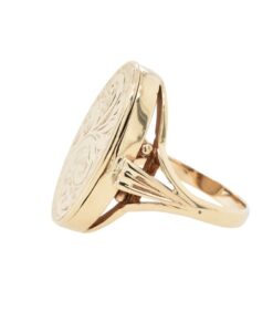 Vintage 9ct Gold Oval Locket Ring dated 1972