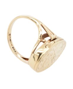 Vintage 9ct Gold Oval Locket Ring dated 1972