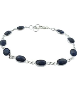 Rustic Sterling Silver Oval Sapphire Bracelet