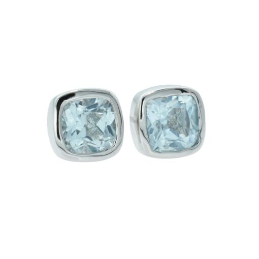 Sterling Silver Square Blue Topaz Earrings