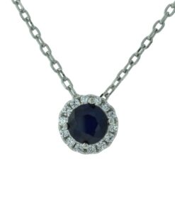 Silver Sapphire and Cubic Zirconia Pendant