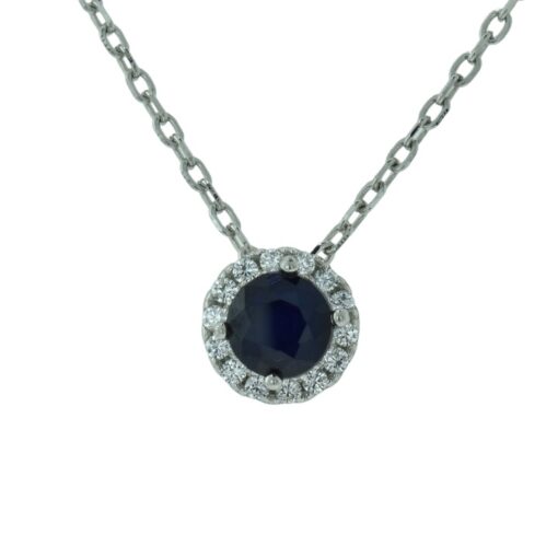 Silver Sapphire and Cubic Zirconia Pendant