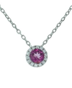 Silver Pink Topaz and Cubic Zirconia Pendant