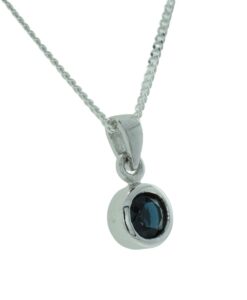 silver sapphire birthstone September pendant