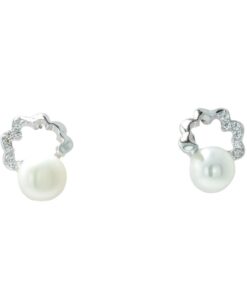 Sterling Silver Swirl Pearl Earrings