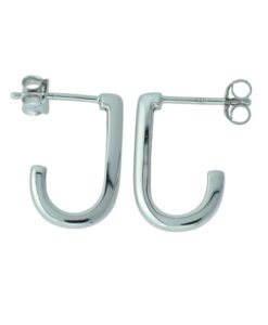 sterling silver J Hoop stud Earrings