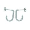 Silver Twisted J-Shaped Hoop Earrings