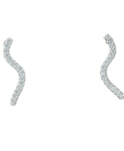 Sterling Silver Sparkling Wave Earrings