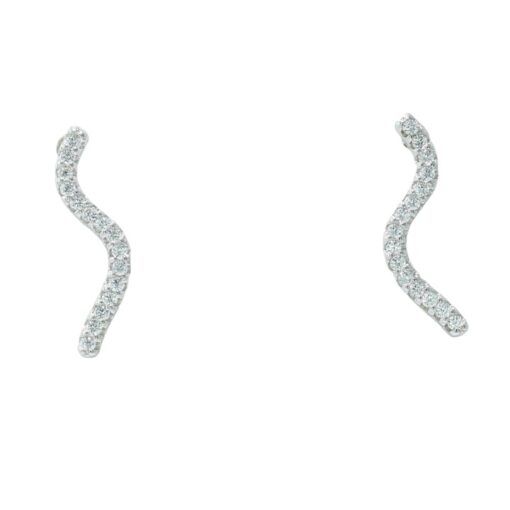 Sterling Silver Sparkling Wave Earrings