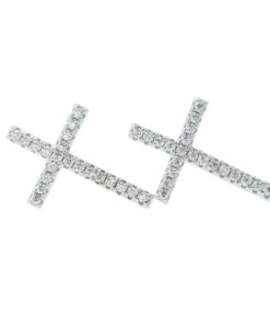 Sterling Silver CZ Cross Earrings