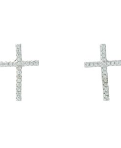 Sterling Silver CZ Cross Earrings