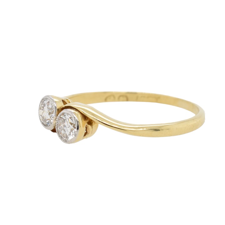 Vintage 18ct Gold Two Stone Diamond Ring - The Jewellery Warehouse