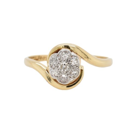 Vintage Diamond Daisy Ring in 18ct Gold & Platinum