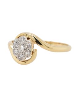 Vintage Gold & Platinum Diamond Daisy Ring