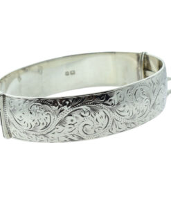 Vintage Sterling Silver Engraved Bangle Dated 1962