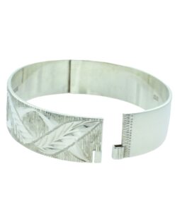 Vintage Sterling Silver Engraved Bangle Dated 1973