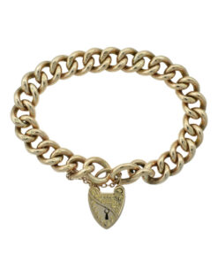 Antique Rose Gold Half Engraved Curb Chain Bracelet