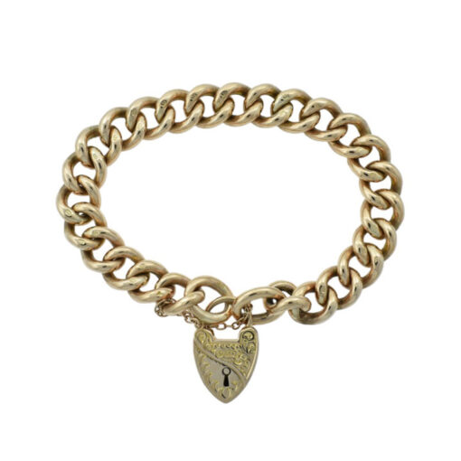 Antique Rose Gold Half Engraved Curb Chain Bracelet
