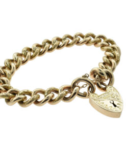 Antique Rose Gold Half Engraved Curb Chain Bracelet