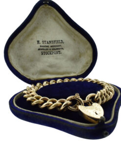 Antique 9ct Gold Half Engraved Curb Chain Bracelet