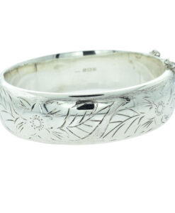 Vintage Sterling Silver Flower Bangle Dated 1971