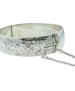 Vintage Sterling Silver Engraved Bangle Dated 1962