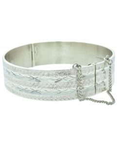 Vintage Sterling Silver Diamond Cut Bangle Excalibur