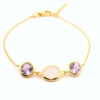 18k Gold Vermeil Amethyst and Rose Quartz Stone Bracelet