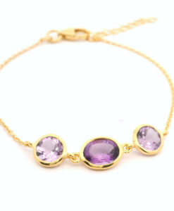 18k Gold Vermeil Amethyst Stone Bracelet