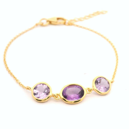 18k Gold Vermeil Amethyst Stone Bracelet