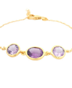 18k Gold Vermeil Amethyst Stone Bracelet