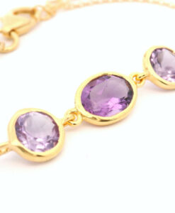 18k Gold Vermeil Amethyst Stone Bracelet