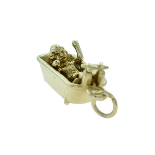 Vintage 9ct Gold Lady in a Bath Charm dated 1969