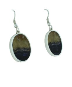 Sterling Silver Oval Blue John Drop Earrings