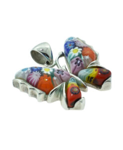 Venetian Art Glass Millefiori & 925 Sterling Silver Butterfly Pendant, by Alan K.