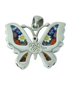 Venetian Art Glass Millefiori & 925 Sterling Silver Butterfly Pendant, by Alan K.