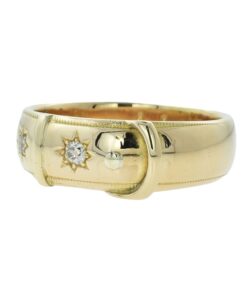Victorian Gent's 18ct Gold Diamond Buckle Ring