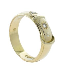 Victorian Gent's 18ct Gold Diamond Buckle Ring