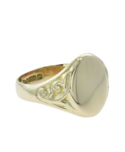 Antique 9ct Rose Gold Oval Signet Ring Chester 1915