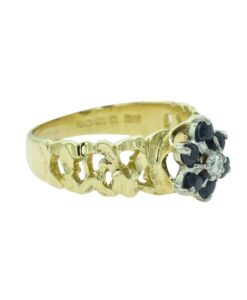 Vintage 18ct Gold Diamond and Sapphire Cluster Ring