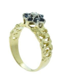 Vintage 18ct Gold Diamond and Sapphire Cluster Ring