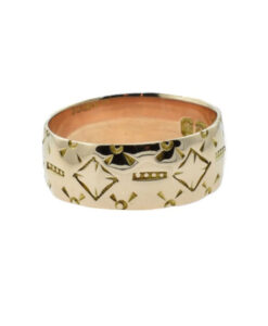 Antique 9ct Rose Gold Embossed Engraved Band Ring