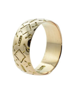 Antique 9ct Rose Gold Embossed Engraved Band Ring