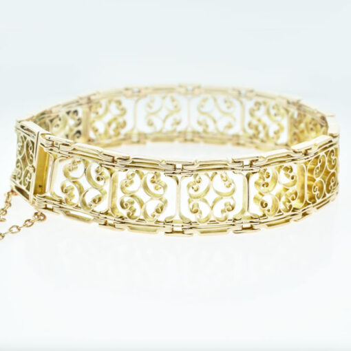 Beautiful Antique 9ct Gold Fancy Gate Bracelet